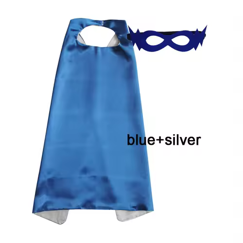 Superhero Capes with Mask REVERSIBLE Two Colored Child Cape Birthday Party Favor Satin Solid Capes Boys Girls Satin Capes - Image 17