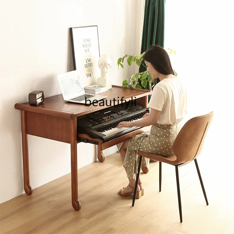 

Solid Wood Piano Table Recording Studio Desk Electric Piano Storage Table Singer Composer Musical Note Mixer Music Table