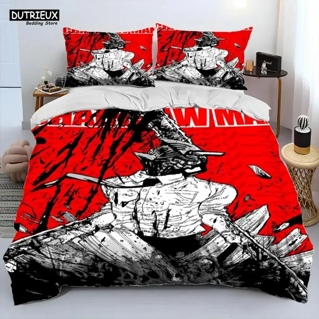 

3D Anime Chainsaw Man Denji Comfortable Duvet Quilt Cover Pillowcase Bedding Set Children Bedroom Decoration Home Textile