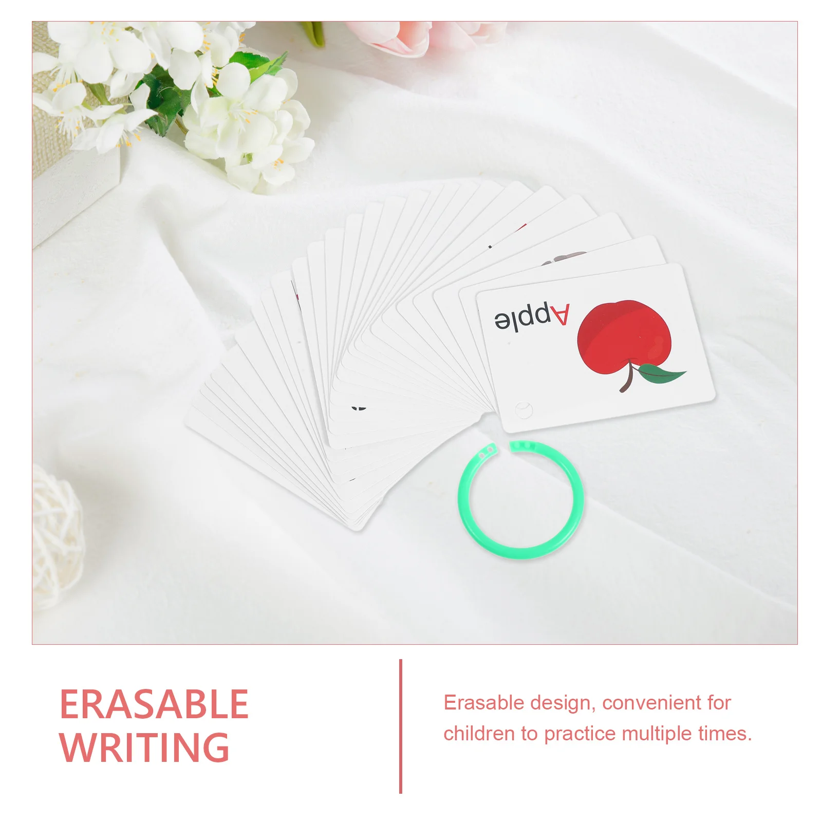 1 Book English Flash Cards Early Education Cartoon Learning Cards Paper ABS Durable Cognitive Development Visual Learning