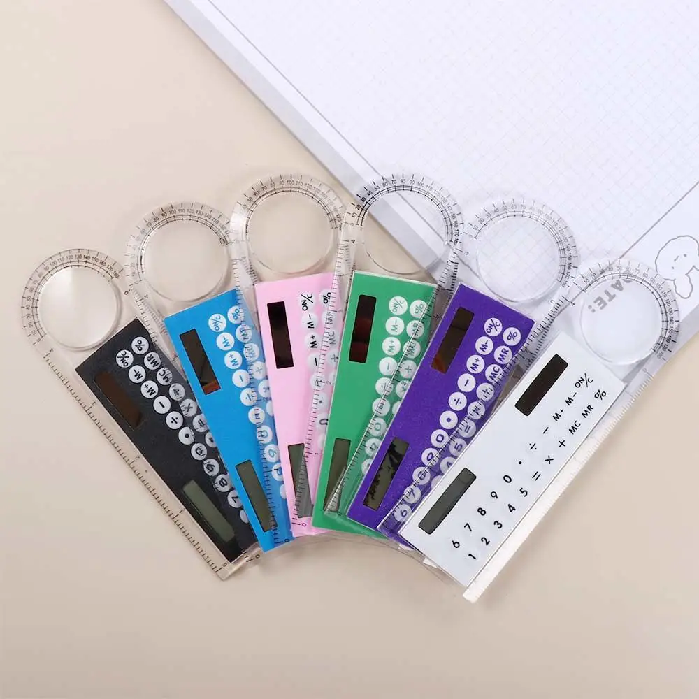 

Drawing Ruler School Supplies Stationery Mini Transparent Ruler Ruler Calculator With Magnifier Solar Energy Ruler Calculator