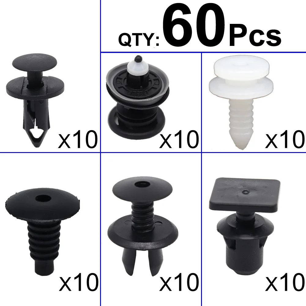 60Pcs For VW Passat B6 B7 2005 - 2015 Car Engine Undertray Boot Lining Shields Retainer Fastener Door Panel Clips Replacement