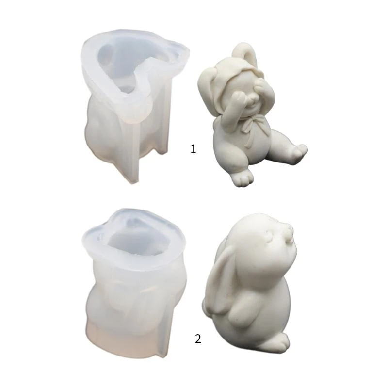 

91AC Squinting Bunny плесени пасхальный кролик ароматерапия силиконовые формы Diy инструмент