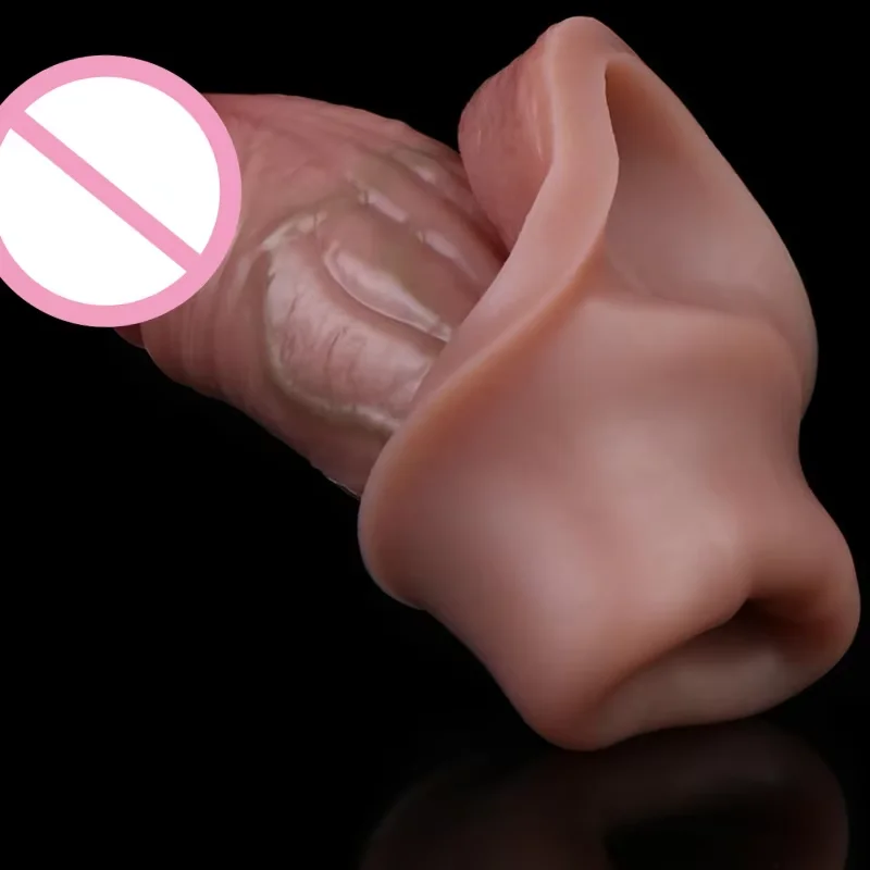 Realistic Soft Cock Ring Penis Sleeves Male Delay Reusable Ejaculation Dildo Enlarger Sex Toys Lock Penisring Adult Male Couple view 4