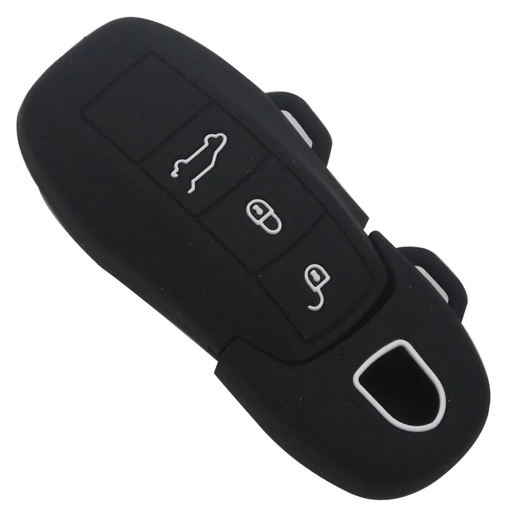 jingyuqin Silicone Case Skin Holder for Porsche Boxster Cayman Macan Panamera Cayenne 911 Remote Rubber Key Fob Cover Protector