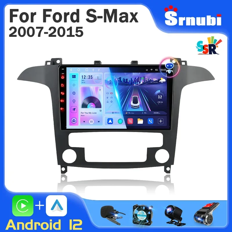 Android 12 2Din Car Audio for Ford S Max S-MAX 2007 - 2015 Radio Navigation Multimedia Stereo Player Carplay Autoradio Head Unit