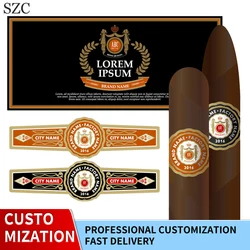 Etiqueta de banda de cigarros con logotipo impreso dorado personalizado, etiqueta de embalaje en relieve, pegatina de alta calidad