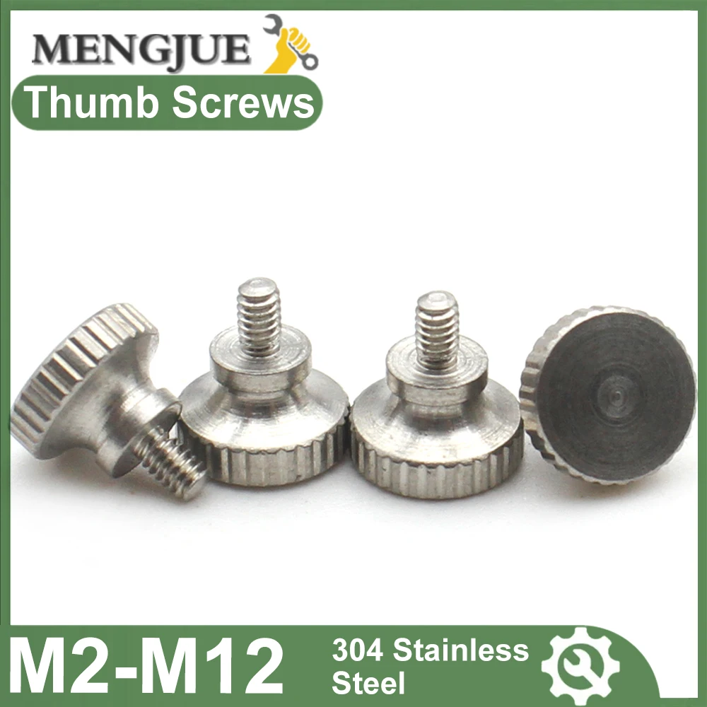 M2 M2.5 M3 M4 M5~M12 5/2/1pcs 304 Stainless Steel High Step Thumb Bolt Hand Grip Knob Bolts Knurled Thumb Screws Length 3 - 35mm