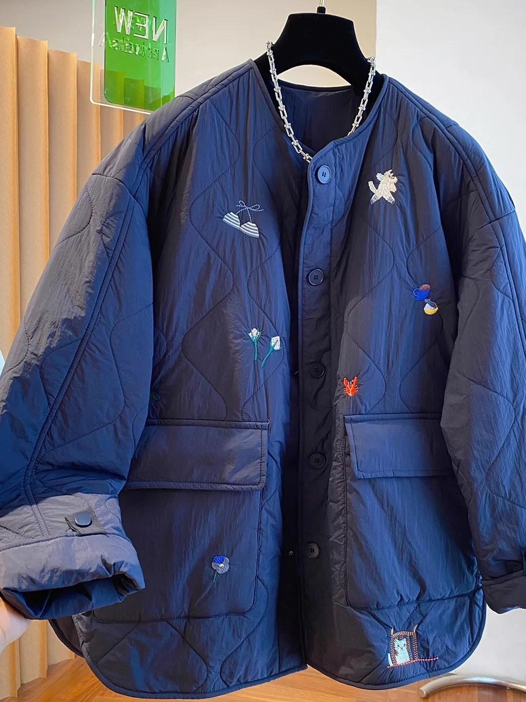 High-end redondo ne algodão jaet feminino outono inverno solto casual emagrecimento não-inchado casaco coreano sle commute