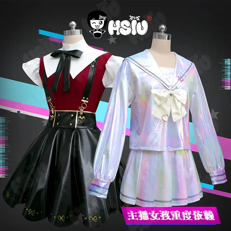 

CyNeedy Girl Overdose Косплей Парик Костюм Волокно Синтетический Парик Игра Needy Girl Overdose Косплей HSIU Черная Юбка Из Искусственной Кожи