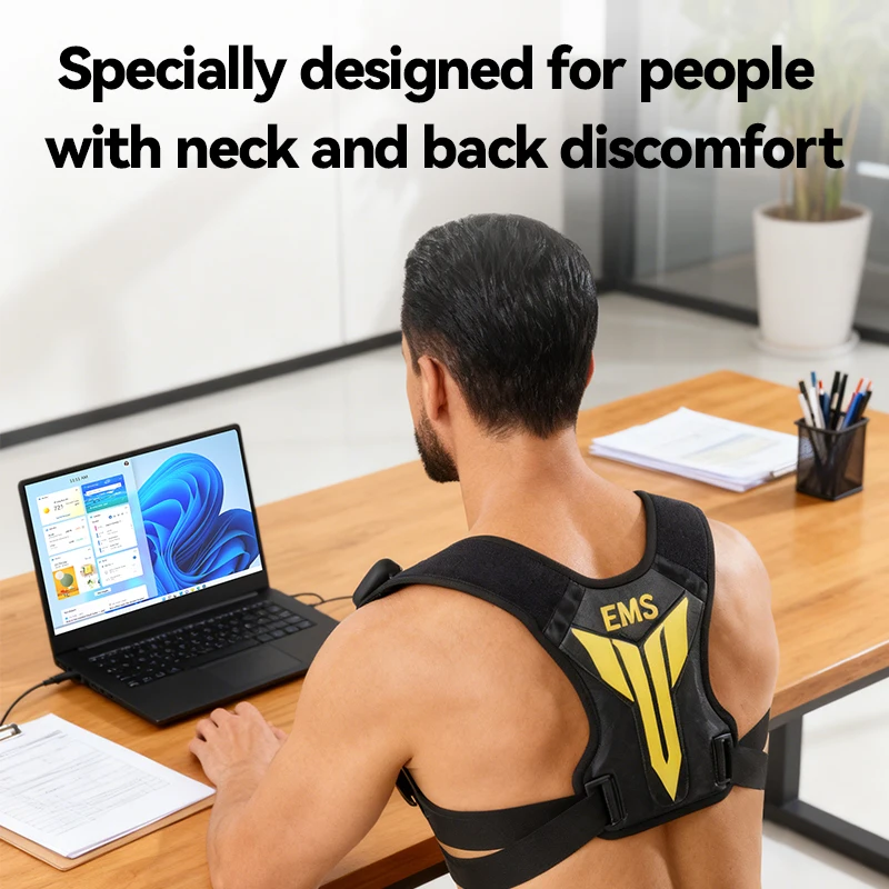Electric Muscle Stimulator EMS Back Shoulder Vibration Stress Relief Massager Smart Muscle Toner Correct Body Posture USB Charge - view 6