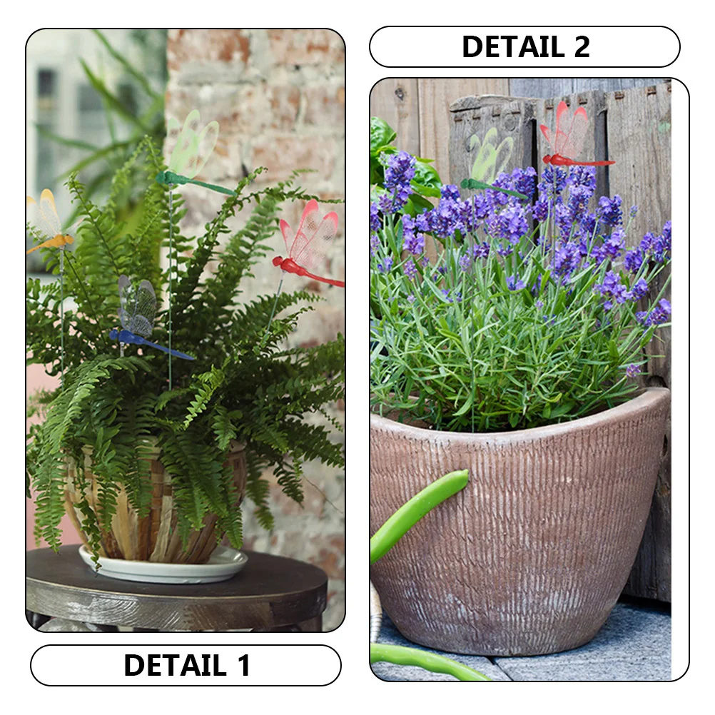 

24Pcs Simulation Dragonfly Stakes Garden Decor Yard Inserted Ornament Colorful Outdoor Garden Stake Decoration