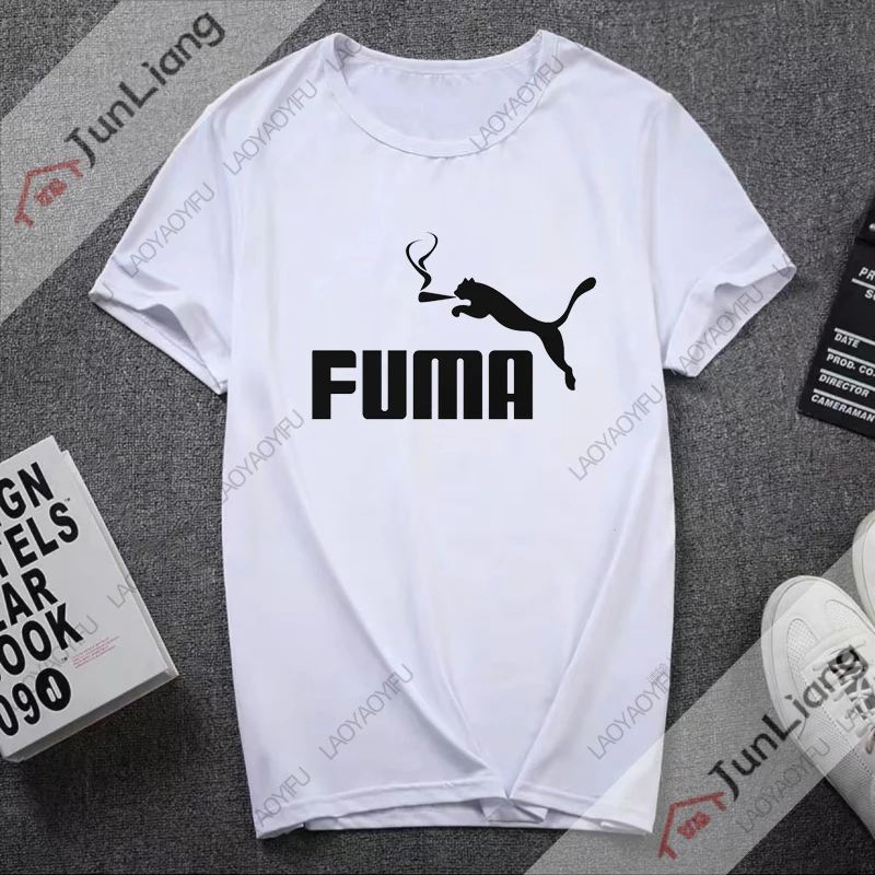 Fuma Oversized -shir T Shirt for Men Clothing Unisex Men\'s Shirts Creativity Y2k Short Sleeve Tee Mens Clothes Streetwear Funny