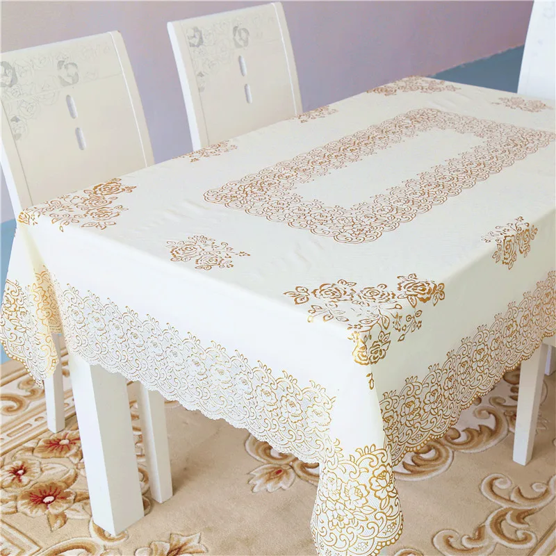 European-style Bronzing Pvc Tablecloth Lace Printing Coffee Table Cloth Waterproof Anti-scalding Oil-proof Disposable Tablecloth