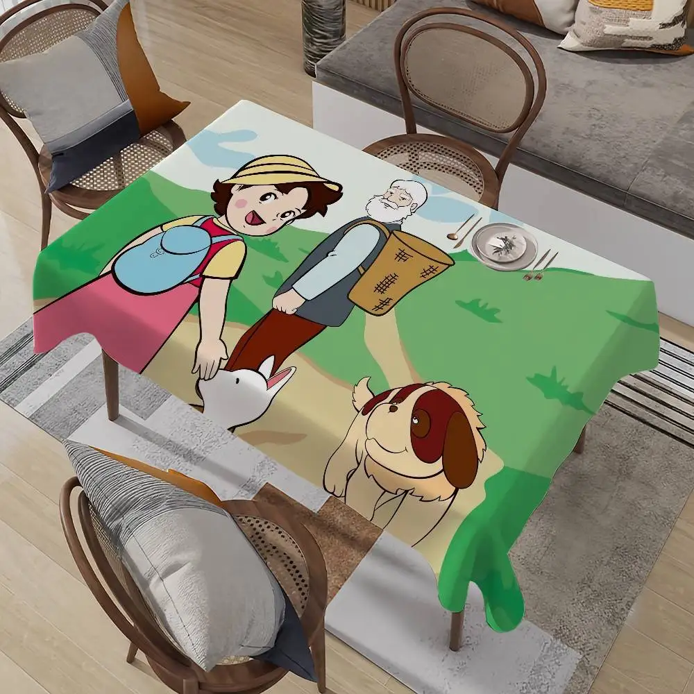 الكرتون هايدي فتاة جميلة مفرش طاولة مقاومة للبقع الزخرفية قابل للغسل مفارش المائدة حفلة عيد ميلاد طاولة طعام