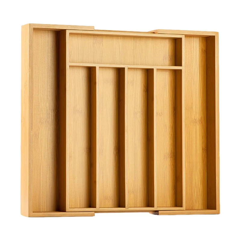

Expandable Bamboo Cutlery Drawer Organizer Adjustable Utensil Tray Divider for Kitchen Flatware Silverware Storage Box