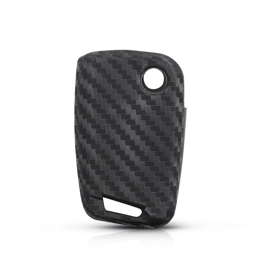 KEYYOU For VW Golf 7 Bora Jetta GOLF Passat GTI Skoda Octavia A7 Polo 5 Silicone Carbon Fiber Car Key Protaction Cover Key Case