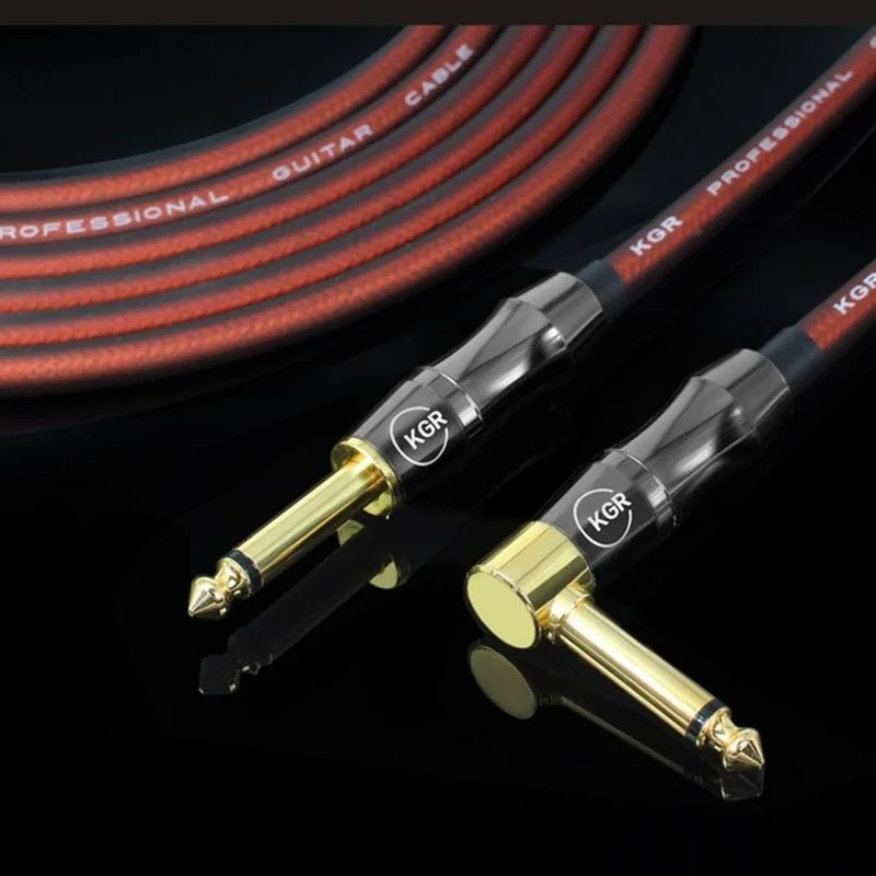 KGR 20AWG الغيتار الكهربائي باس موصل كابل الصوت مباشرة إلى الزاوية اليمنى التوصيل أداة الحد من الضوضاء درع الغيتار كابل