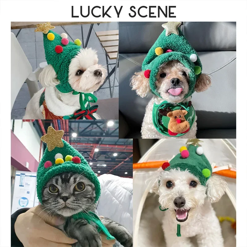 Christmas Holiday Funny Pet Hat Saliva Towel Bib Teddy Dharma Fight Hiromi Decoration S01630