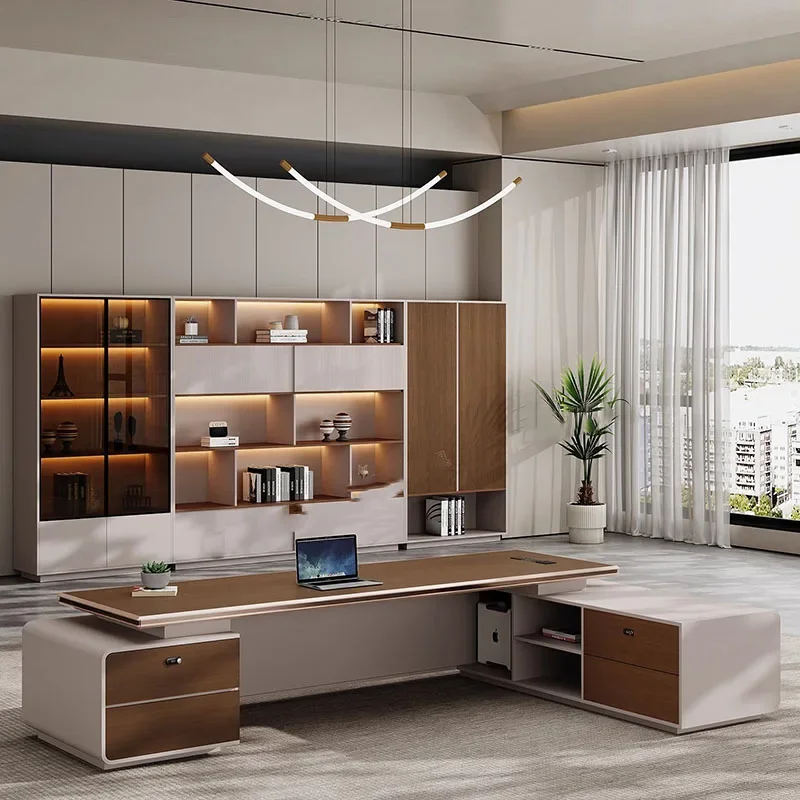 a*-Modern Computer Office Desk Standing Luxury Minimalist Study Office Desk Crafts Aesthetic Meuble Bureau Commercial Furniture^