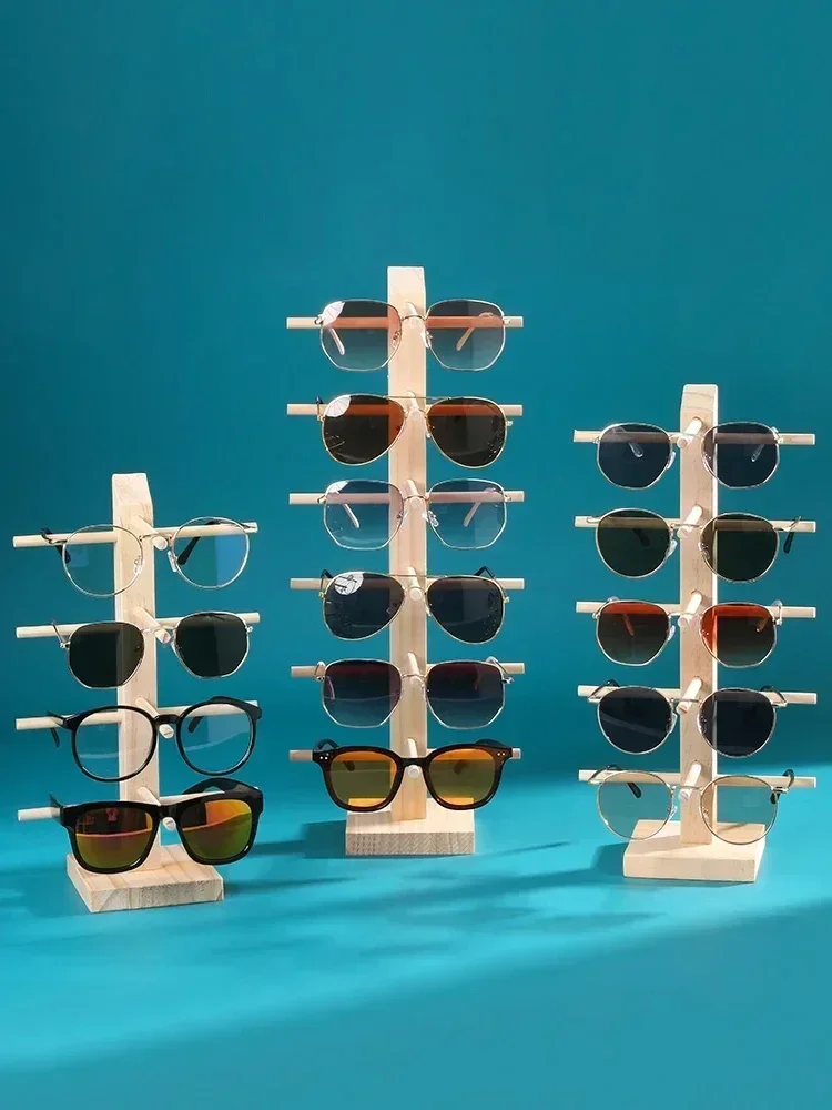 Multi Layers Wood Sunglass Display Racks Shelf Eyeglasses Show Stand Jewelry Holder for Multi Pairs Glasses Showcase Women