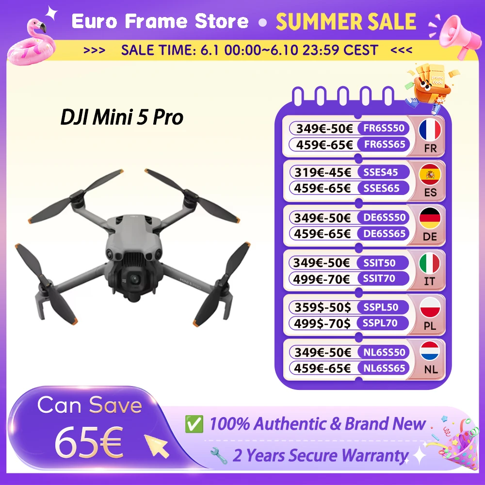 Drone DJI Mini 5 Pro ultra-léger et pliable avec caméra 1 pouce CMOS omnidirectionnel détection d'obstacles Active Mini 5 Pro
