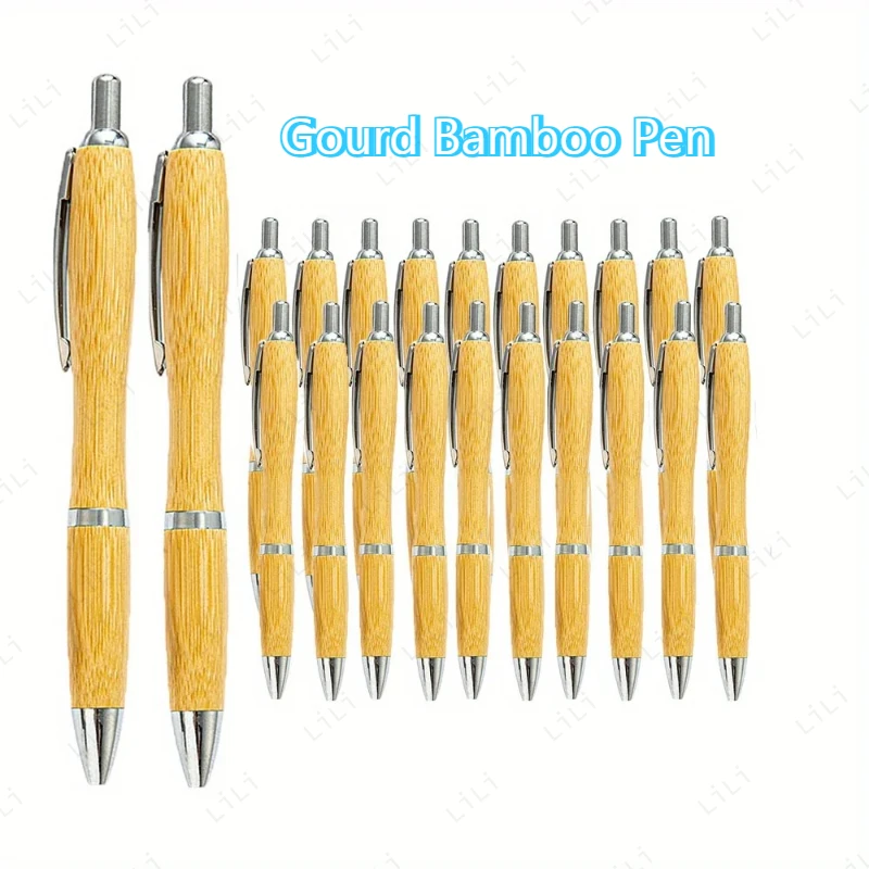 

Бамбуковая шариковая ручка в форме тыквы 0,5 мм с черными чернилами, бамбуковое дерево, оригинальный цвет, растягивающаяся шариковая ручка, рекламная подарочная ручка