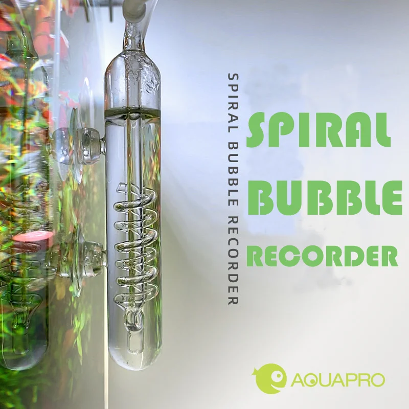 Aquarium Spiral Bubble Recorder Diffuser Counter Glass Carbon Dioxide CO2 Atomizer ADA Style Water Fish Tank Plant System Pet