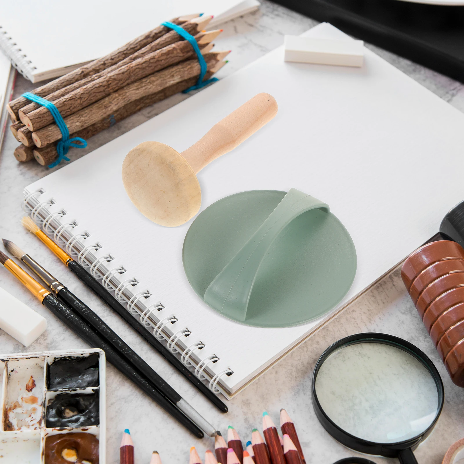 

Portable Printmaking Pad Set with Rubber Ink Plate Craft Mat for DIY Engraving Art Wooden Mushroom Roller Included