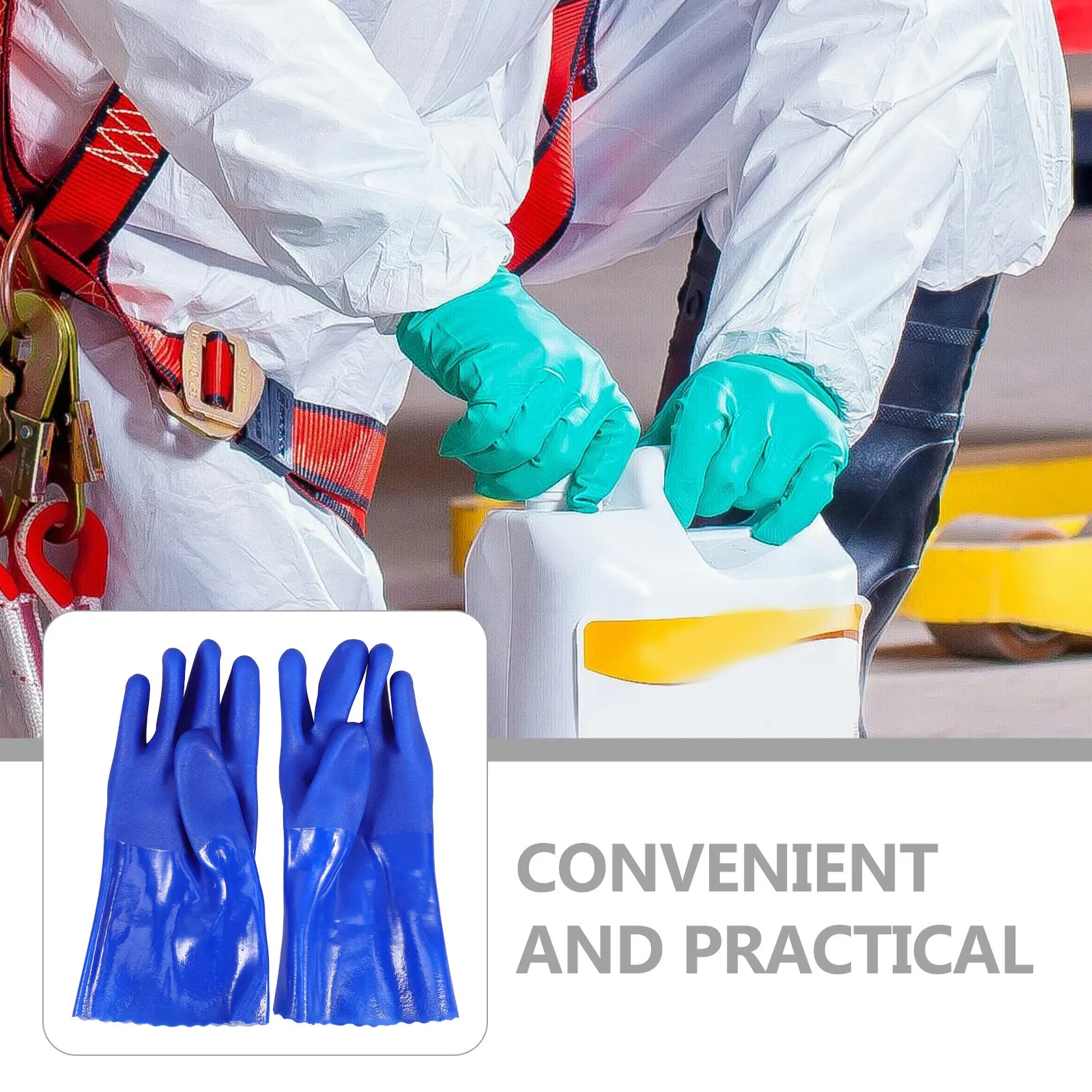 1Pair Work Gloves for Men Oil Resistant Splashproof Non Slip Thickened Protective Outdoor Gloves for Working Acid Alkali Water