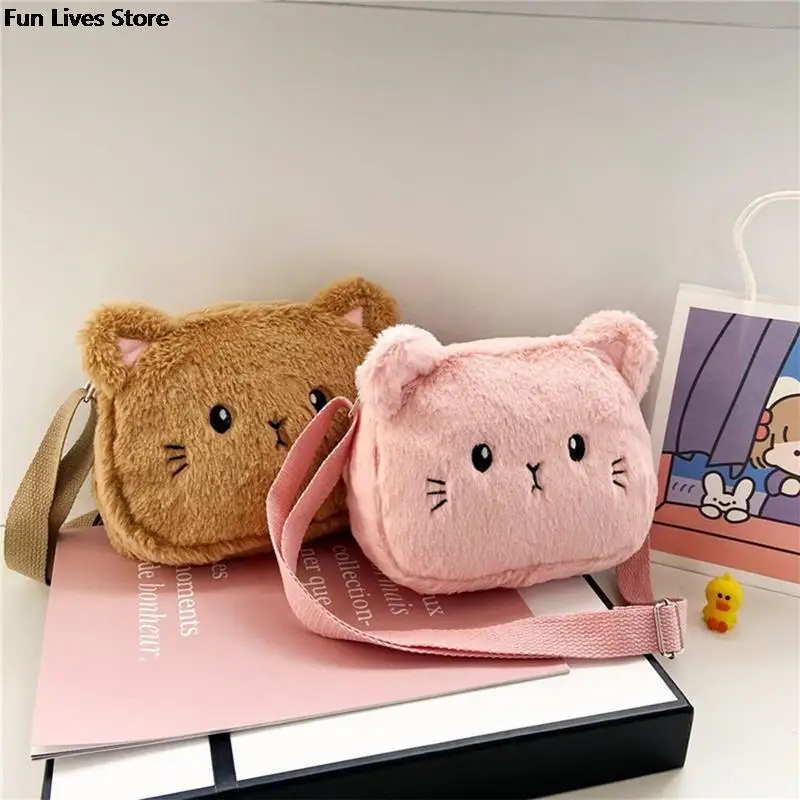 

Cartoon Cat Crossbody Bags Children Kids Rabbit Fur Handbags Simple Bolso Lovely Kitten Satchel Bag Plush Shoulder Purse Totes