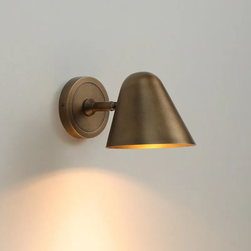 All Copper Retro Entrance Sign Wall Lamp LED Foyer Corridor Staircase Bedroom Bedside Indoor Decorative Atmosphere Sconces Light