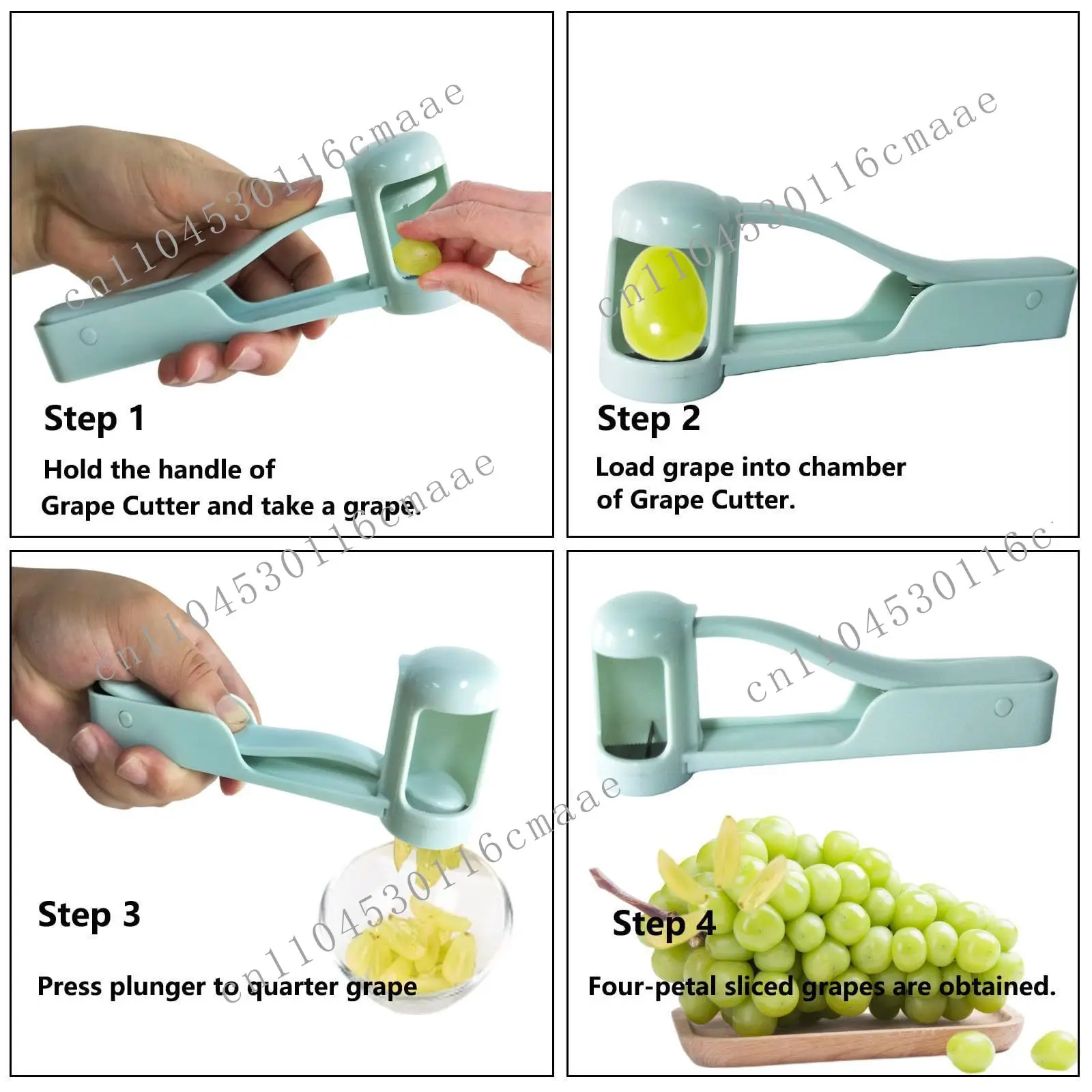 For eco-friendly manual stainless steel plastic fruit divider grape cutter/slicer vegetable tool blue