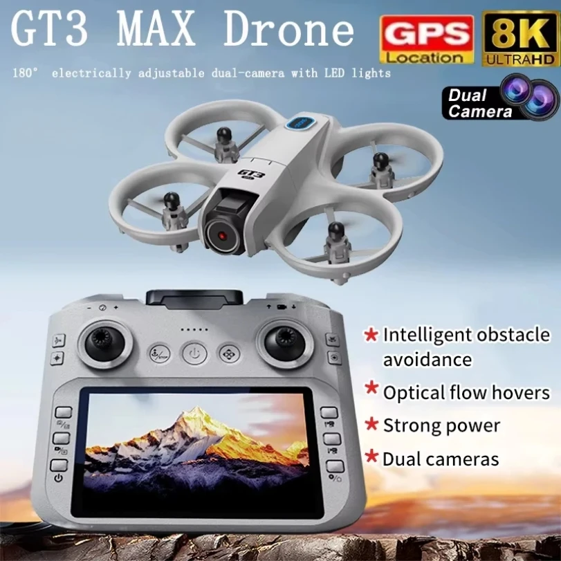 

NEW GT3 MAX Mini Foldable Drone 8K HD Dual Camera Brushless Motor GPS Obstacle Avoidance LED RC Quadcopter Toy Gift