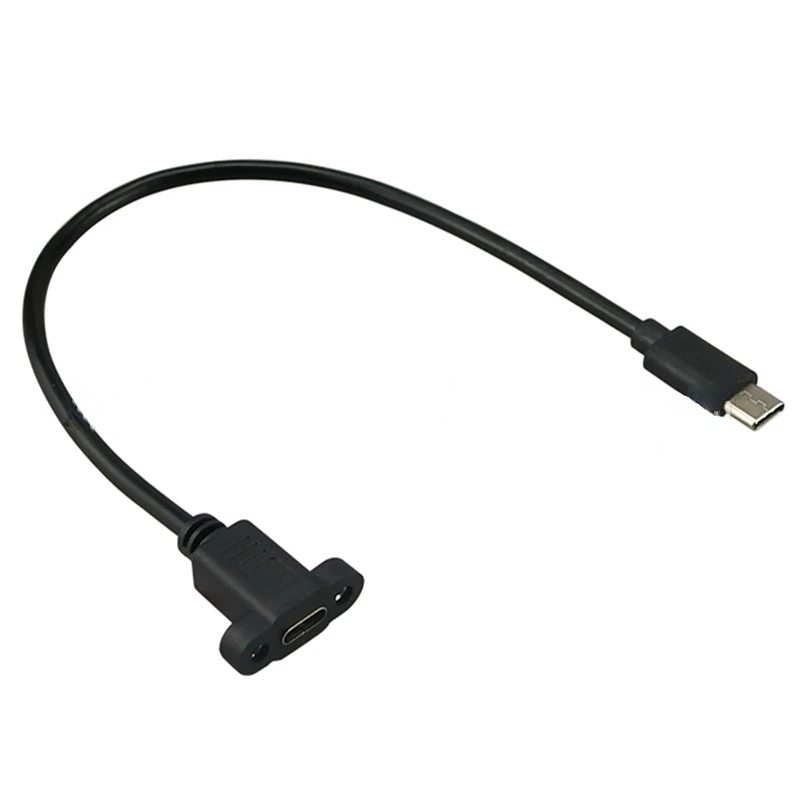 3.1 Type C Extension Cable with Panel Mount Screw USB C Female to USB C Male Extending Wire Extender Data Cord