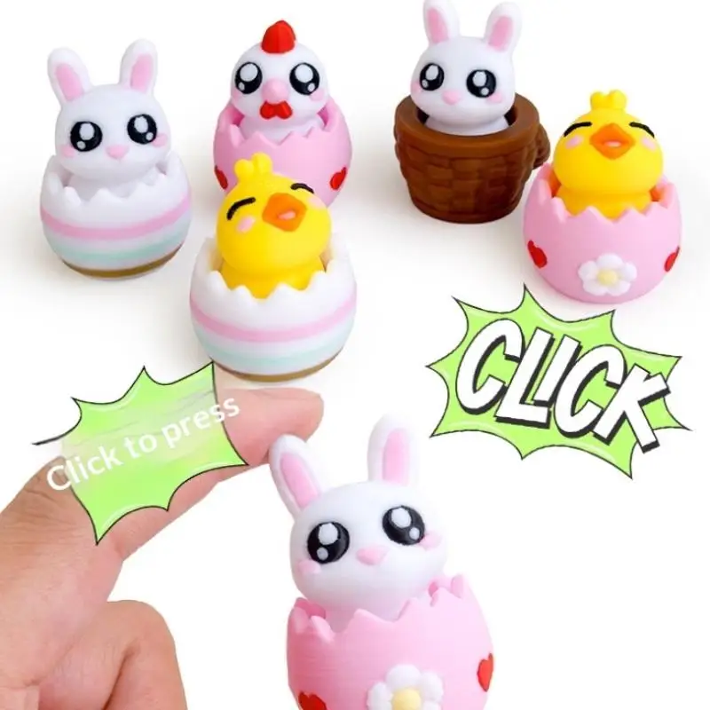Cute Chicken Egg Rabbit Button Keyboard Clicker Keychain Stress Relief Sensory Fidget Toys Backpack Pendent Ornaments Gift