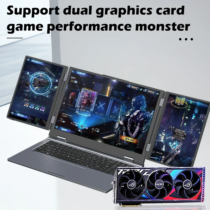 SZBOX MAX16 Laptop Three Screen Display WiFi5 RJ45 Intel i7-12700H Dual Channel M.2 NVME/SATA SSD 64GB 4TB BT5.0 Gaming Computer