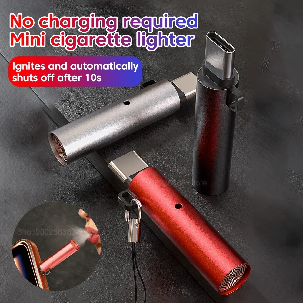 Mini Type C USB C Blow Cigarette Lighter Plug&Play Blow to Ignite Auto Shut-Off Mobile Cigarette Lighter Flameless Fast Ignition