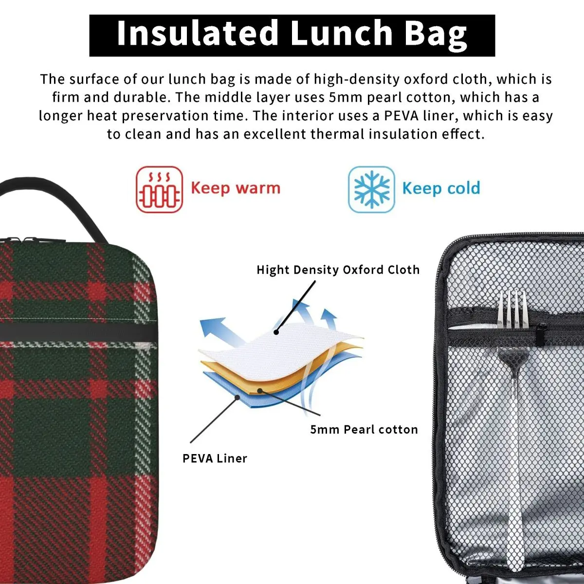 MacGregor Modern Scottish Tartan Insulated Lunch Bag for Women Kids Leakproof Food Boxes Thermal Lunch Box Tote