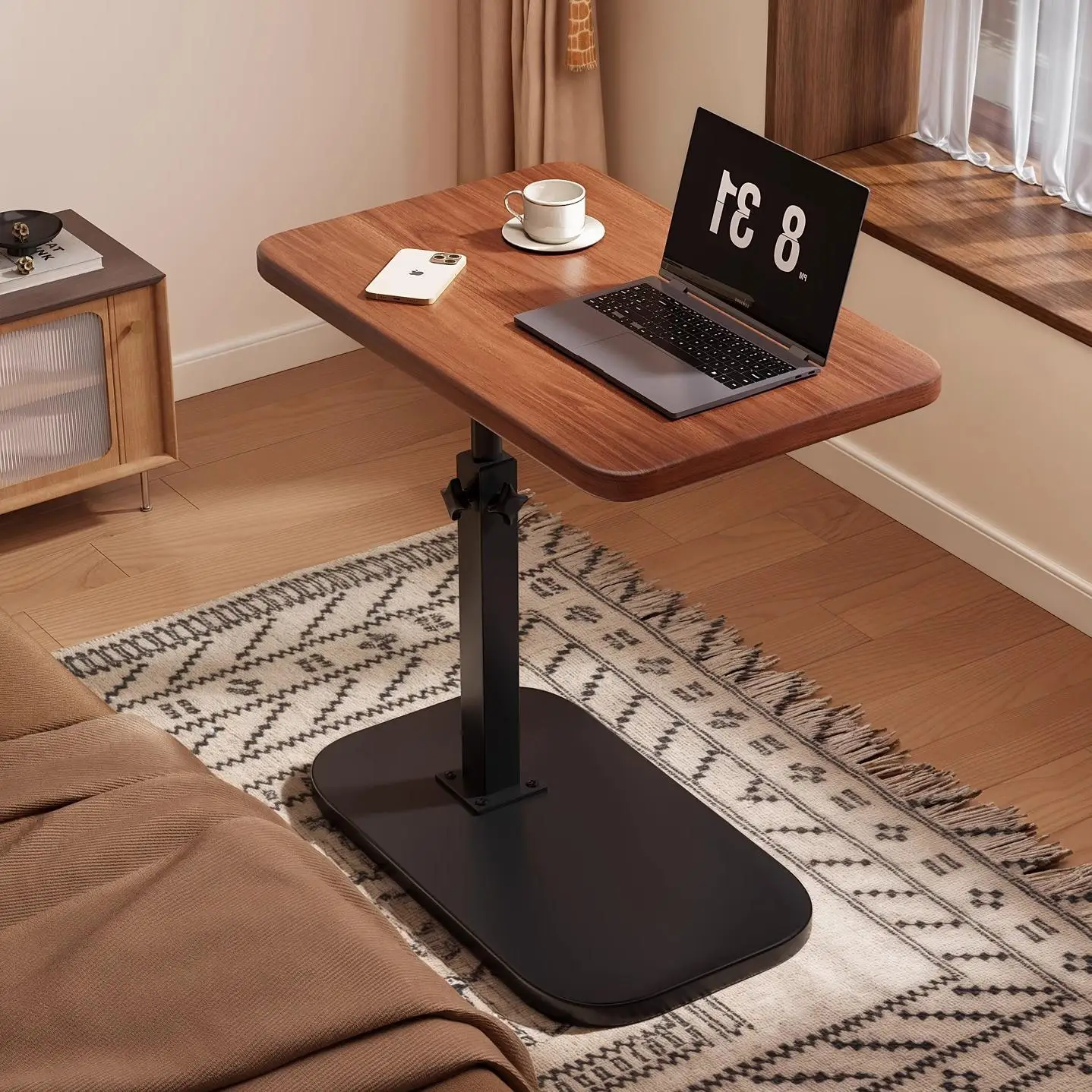Rotatable Computer Desk Bedside Table Sofa Side Table Adjustable Height Living Room Side Table Coffee Table Mobile Home Use