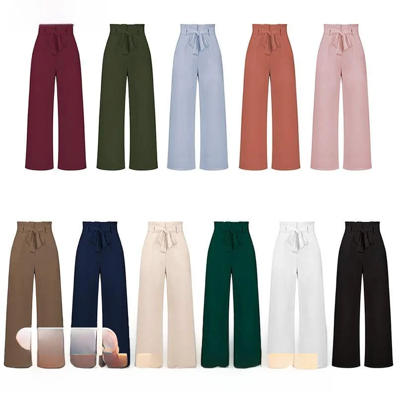 

Women's Faion Wide Leg Work Trousers Casual High Waist Long Pants Polyester Fiber Summer Collection