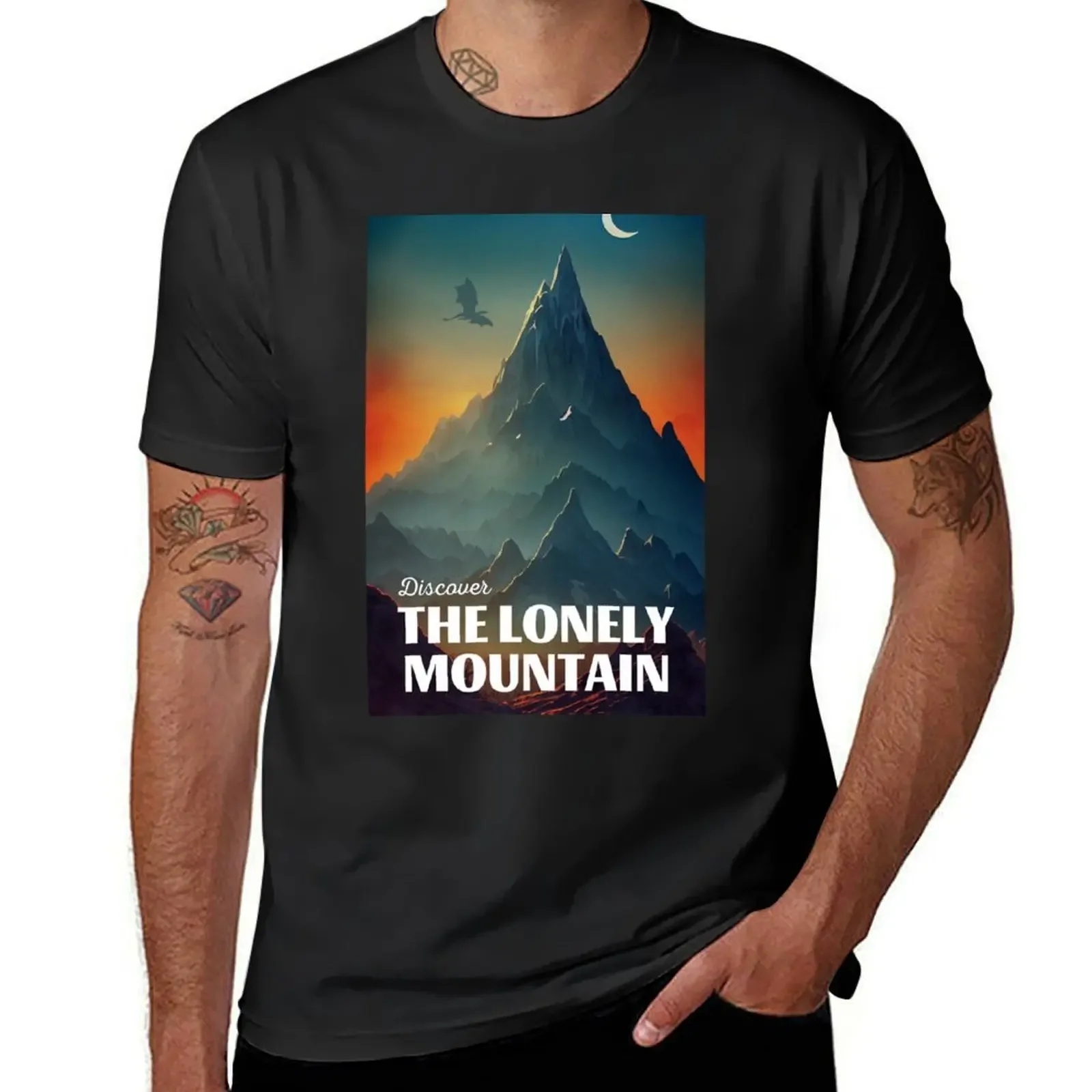 Discover The Lonely Mountain - Travel Poster - Fantasy Funny T-Shirt Aesthetic clothing vintage clothes designer t shirt men