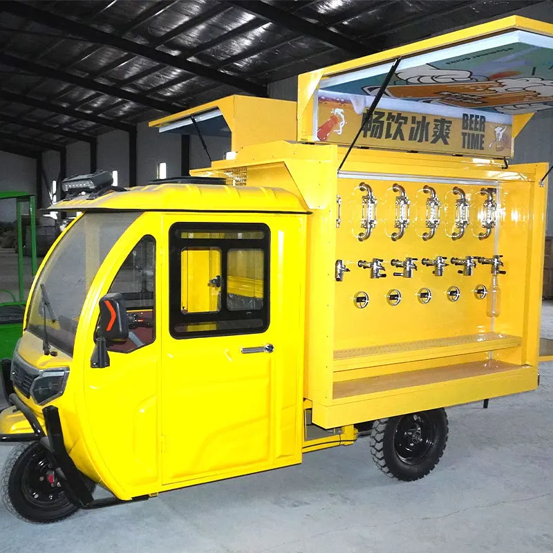Mobile wine vending machine tricycle refrigeration outdoor takeaway stall