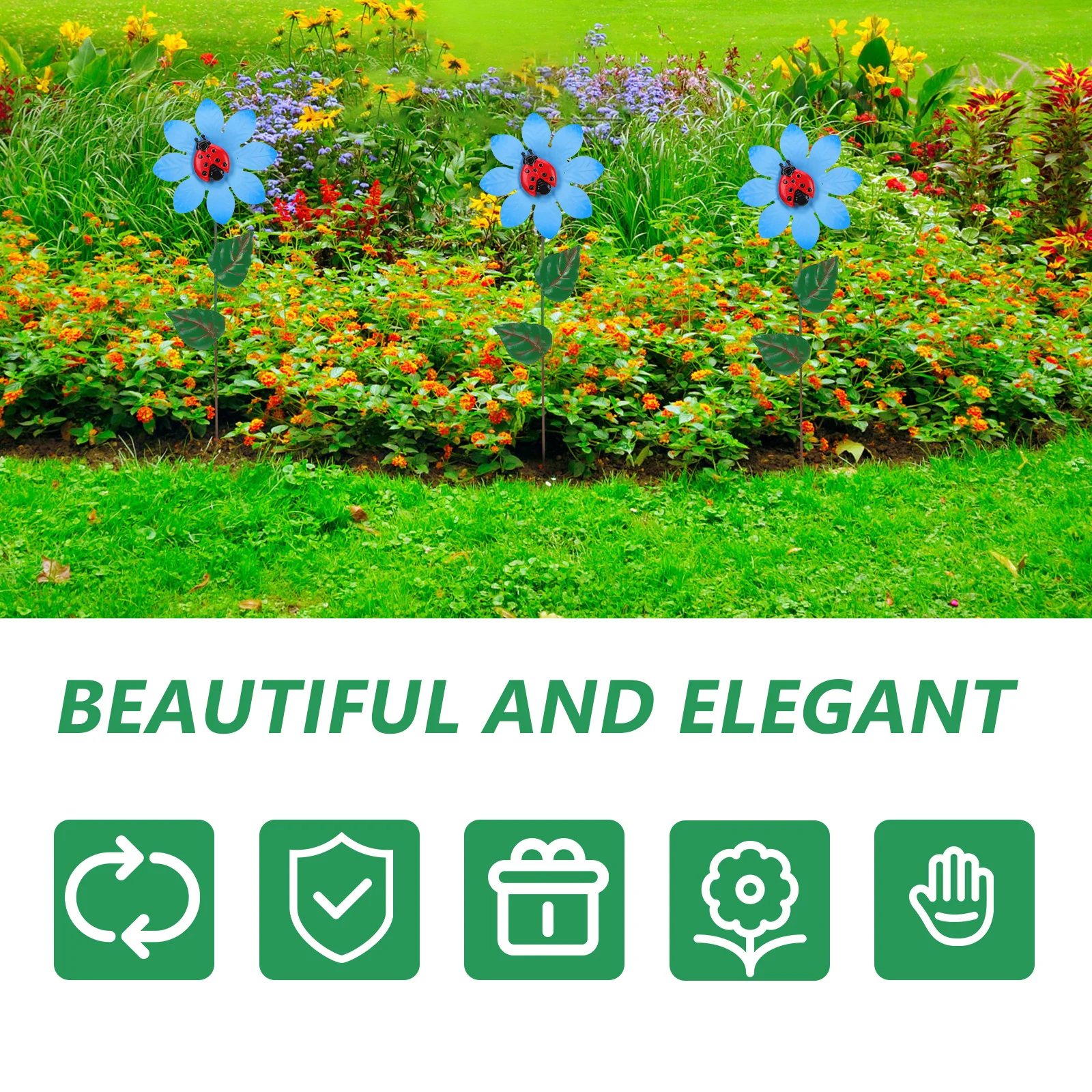 

Iron Flower Ornament Decorative Stakes Lightweight Garden Lawn Adornment Outdoor Courtyard Decor Simulated Flower Stake