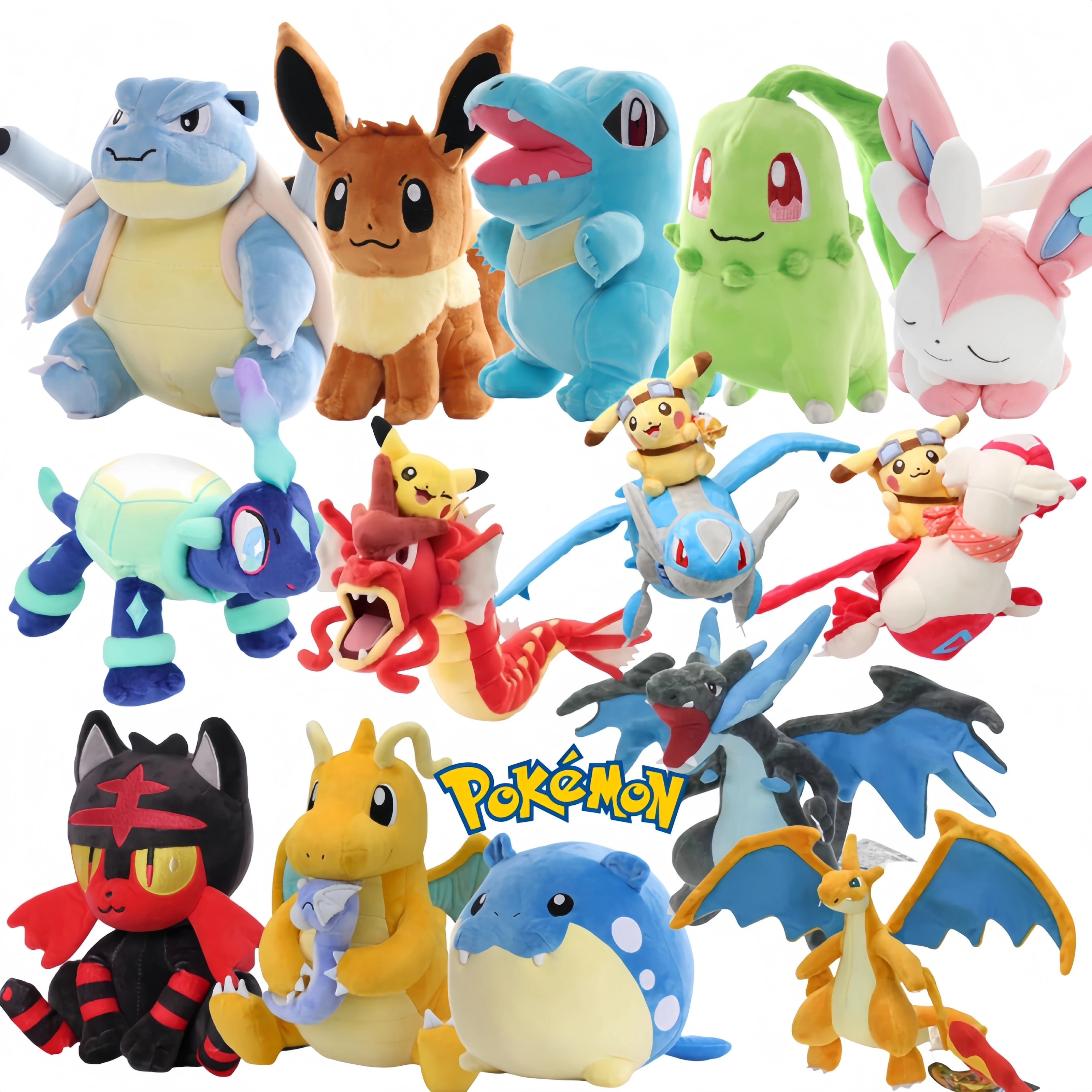 Pokemon Terapagos Eevee Plush Toy Dragonite Litten Charizard Gyarados Sylveon Greninja Anime Pocket Monsters Stuffed Peluche Toy