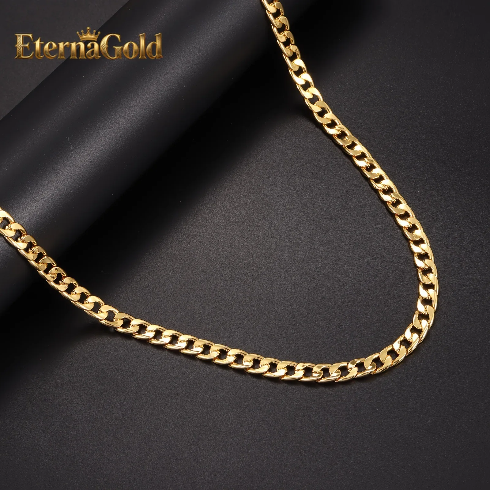 

EternaGold Luxury 24K 9999 Pure Gold real gold Men's and Women's 6mm Necklace Cuban Chain Punk 8mm Flat Snake Bone Chain