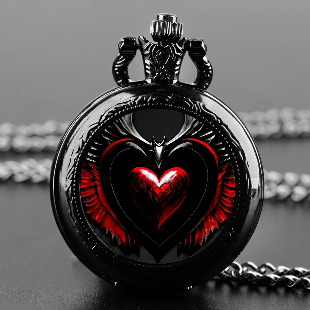 Heart-shaped wing quartz pocket watch - exquisite craftsmanship, suitable for gifts or personal use