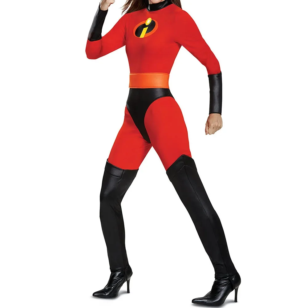 Disfraz de The Incredibles para hombre y mujer, con máscara mono rojo, para fiesta de Halloween