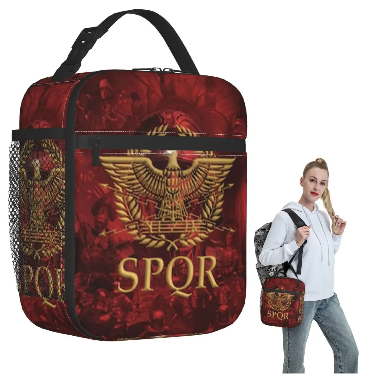 Gold Roman Imperial Eagle SPQR Insulated Lunch Bag for Women Kids Leakproof Food Boxes Thermal Lunch Box Tote