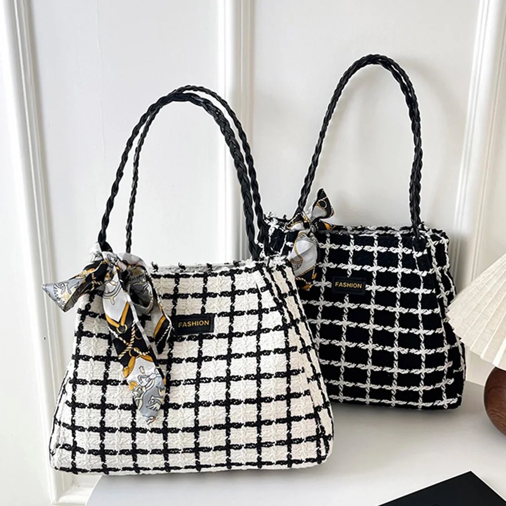 女性チェック柄ショルダーバッグ大容量トレンディトートハンドバッグ多用途ハングバッグ女性旅行通勤バッグ